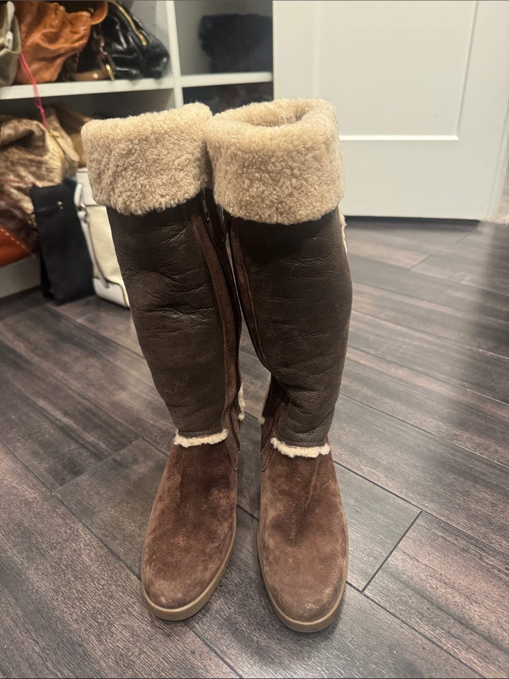 Ugh Sandra Brown Wedge Shearling Boot - Picture 2 of 6